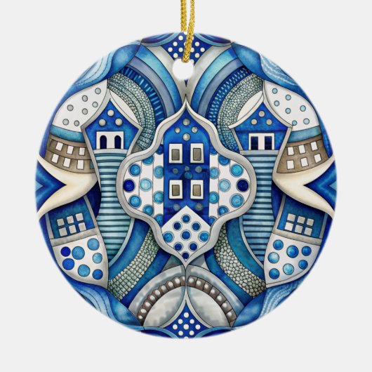 Blue Design Art Collection Keramisch Ornament (Voorkant)