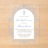  blue design First Holy Communion Acryl Uitnodigingen (Voorkant)