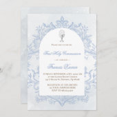  blue design First Holy Communion Kaart (Voorkant / Achterkant)