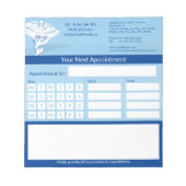 Blue Design White 3D Caduceus Medische Afspraak Notitieblok (Voorkant)