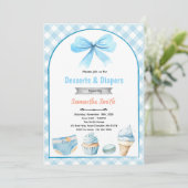 Blue Desserts and Diapers Baby shower Invitation Kaart (Staand voorkant)