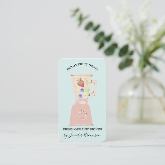 Blue Detox Fresh Fruits Drink Blender Visitekaartje (Staand voorkant)