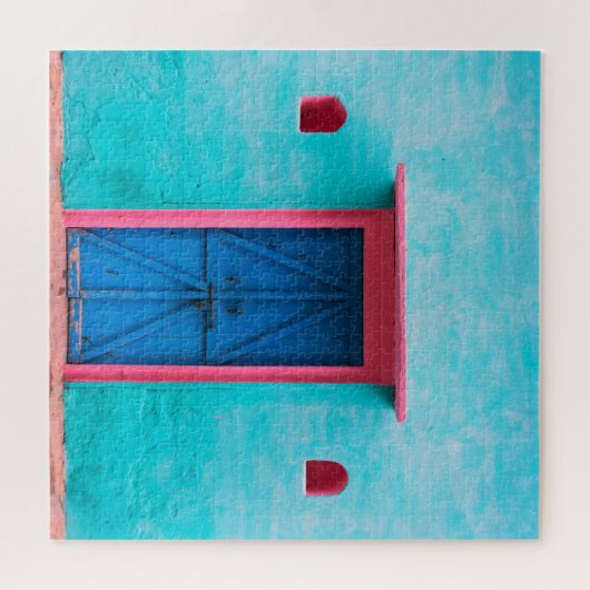 "BLUE DEUR, MAROKKO", REISFOTOGRAFIE PUZZZL LEGPUZZEL (Horizontaal)