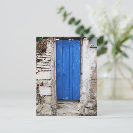 BLUE DEUR Oud-stad Chania, Kreta Briefkaart (Staand voorkant)