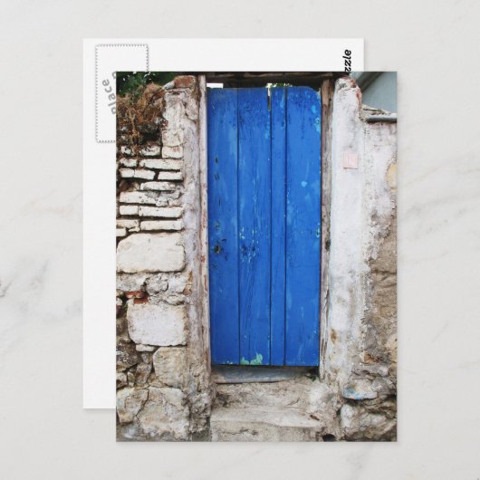 BLUE DEUR Oud-stad Chania, Kreta Briefkaart (Voorkant / Achterkant)