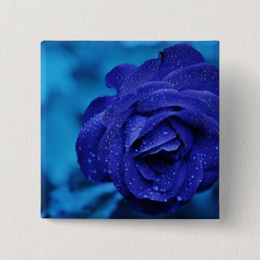 Blue Dewdrop Roos Vierkante Button 5,1 Cm (Voorkant)