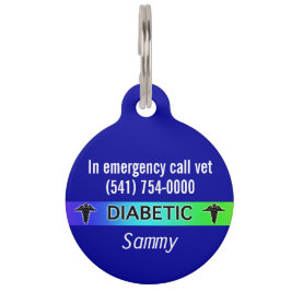 Blue Diabetic Medical Alert Dog label Huisdierpenning
