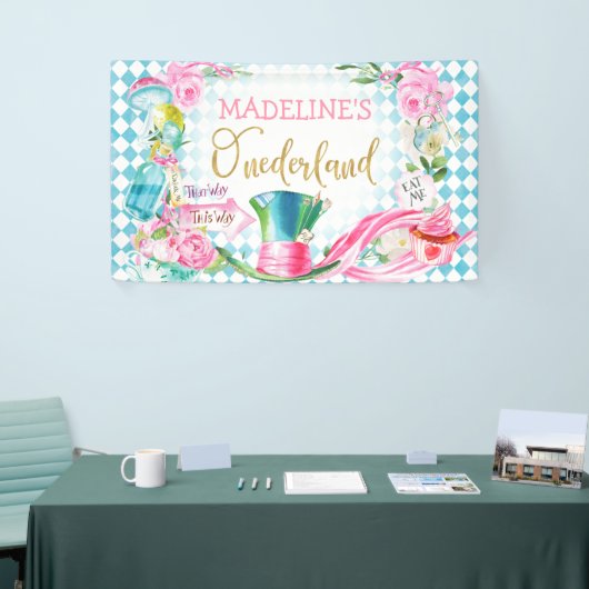 Blue Diamond Alice in Onederland Birthday Banner (Beurs)