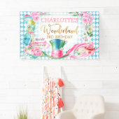 Blue Diamond Alice in Wonderland Birthday Banner (Insitu)
