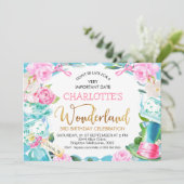 Blue Diamond Alice in Wonderland Birthday Kaart (Staand voorkant)