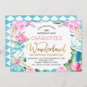 Blue Diamond Alice in Wonderland Birthday Kaart (Voorkant / Achterkant)