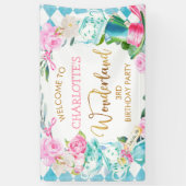 Blue Diamond Alice in Wonderland Birthday  Spandoek (Verticaal)