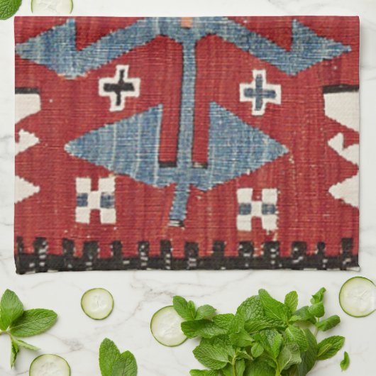 Blue Diamond Arrow Konya II 19th Century Authentic Theedoek (Gevouwen)