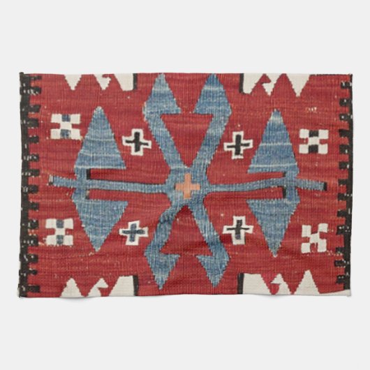 Blue Diamond Arrow Konya II 19th Century Authentic Theedoek (Horizontaal)