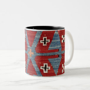 Blue Diamond Arrow Konya II 19th Century Authentic Tweekleurige Koffiemok