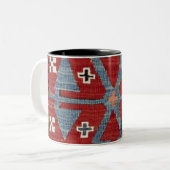 Blue Diamond Arrow Konya II 19th Century Authentic Tweekleurige Koffiemok (Voorkant links)