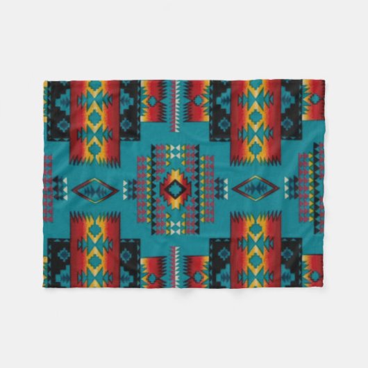 BLUE Diamond Aztec Print Fleece Deken (Voorkant (Horizontaal))