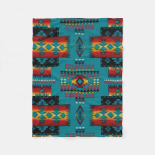 BLUE Diamond Aztec Print Fleece Deken