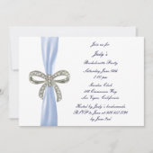 Blue Diamond Bow Bachelorette Party Uitnodiging (Voorkant)