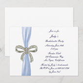 Blue Diamond Bow Bachelorette Party Uitnodiging (Voorkant / Achterkant)