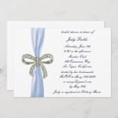 Blue Diamond Bow Bruids Douche Uitnodiging (Voorkant / Achterkant)