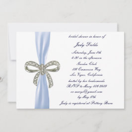 Blue Diamond Bow Bruids Douche Uitnodiging