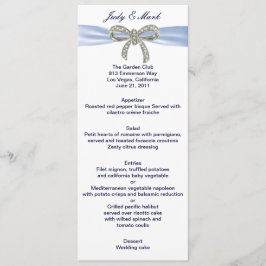 Blue Diamond Bow Bruiloft Menu Kaart