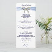 Blue Diamond Bow Bruiloft Menu Kaart (Staand voorkant)