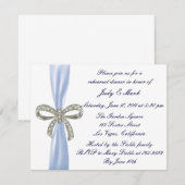 Blue Diamond Bow Bruiloft repetitie diner uitnodig Kaart (Voorkant / Achterkant)