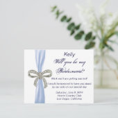 Blue Diamond Bow Wedding Bridesmaid Kaart (Staand voorkant)