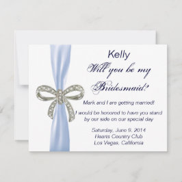 Blue Diamond Bow Wedding Bridesmaid Kaart