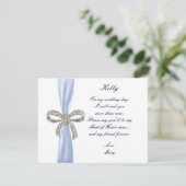 Blue Diamond Bow Wedding Maid of Honor Kaart (Staand voorkant)