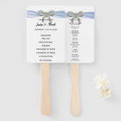 Blue Diamond Bow Wedding Programme Handwaaier (Voorkant en achterkant)