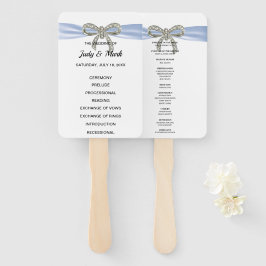 Blue Diamond Bow Wedding Programme Handwaaier
