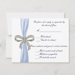 Blue Diamond Bow Wedding Response Card RSVP Kaartje