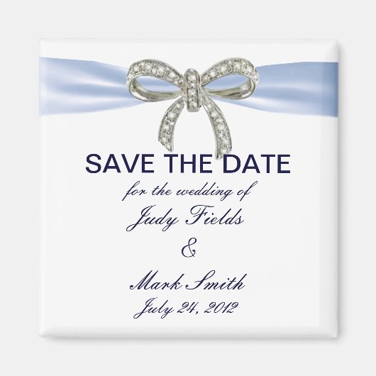 Blue Diamond Bow Wedding Save the Date Magnet (Voorkant)