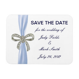 Blue Diamond Bow Wedding Save the Date Magnet Magneet