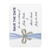 Blue Diamond Bow Wedding Save the Date Magnet Magneet (Verticaal)