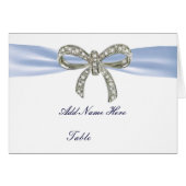 Blue Diamond Bow Wedding Table Place Card (Voorkant Horizontaal)