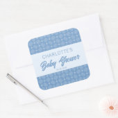 Blue Diamond Chevron Baby shower Vierkante Sticker (Envelop)