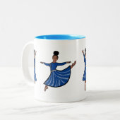 Blue Diamond Dancer #1 Tweekleurige Koffiemok (Voorkant links)