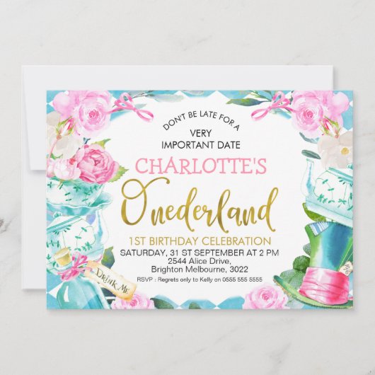 Blue Diamond Floral Alice in Oderland Kaart (Voorkant)