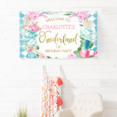 Blue Diamond Floral Alice in Onederland Spandoek (Insitu)