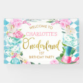 Blue Diamond Floral Alice in Onederland Spandoek (Horizontaal)
