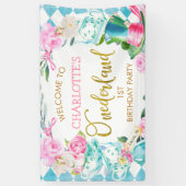 Blue Diamond Floral Alice in Onederland Spandoek (Verticaal)