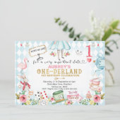 Blue Diamond Gold Alice One-derland 1ste verjaarda Kaart (Staand voorkant)
