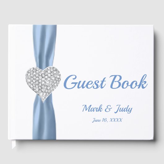 Blue Diamond Hart Bruiloft Gastenboek (Voorkant)