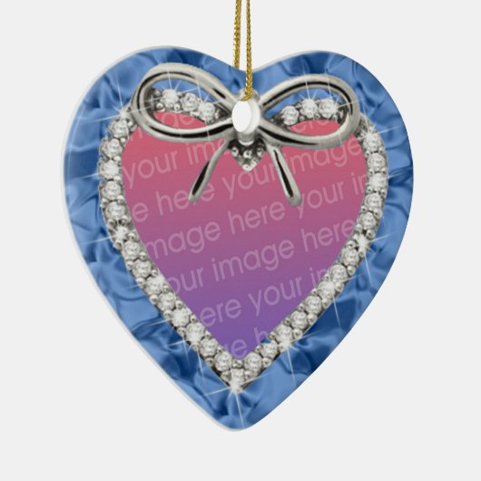 Blue Diamond Heart Lijst Ornament (Rechts)