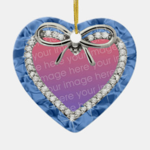 Blue Diamond Heart Lijst Ornament