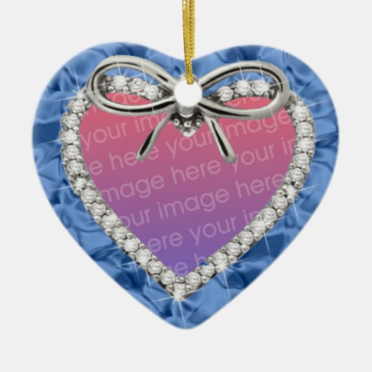 Blue Diamond Heart Lijst Ornament (Voorkant)